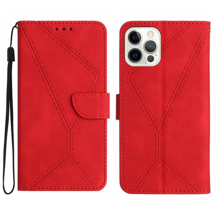 For iPhone 16 Pro Max Stitching Embossed Leather Phone Case(Red) - iPhone 16 Pro Max Cases by buy2fix | Online Shopping UK | buy2fix