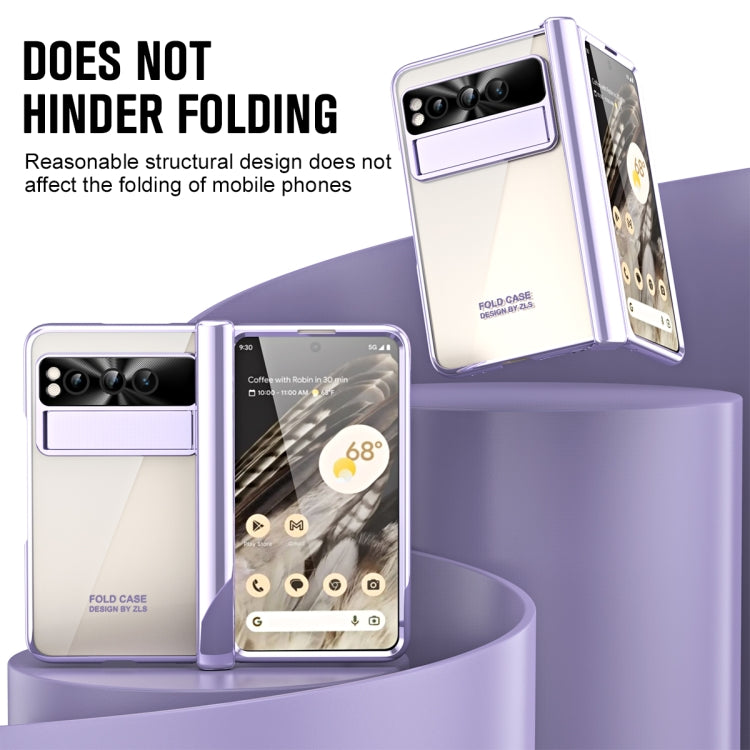 For Google Pixel Fold Integrated Electroplating Folding Phone Case with Hinge(Purple) - Google Cases by buy2fix | Online Shopping UK | buy2fix