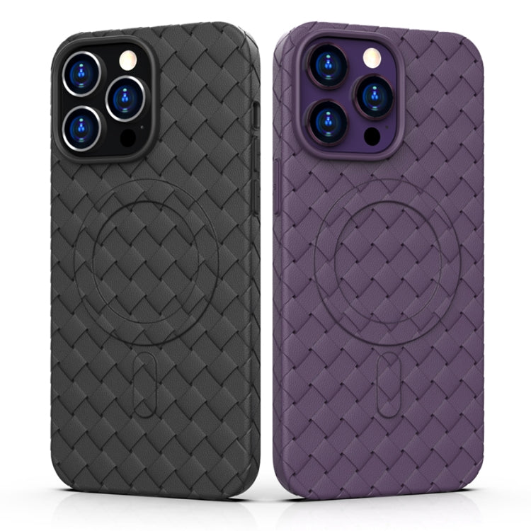 For iPhone 14 Woven Pattern MagSafe Magnetic Cooling Phone Case(Purple) - iPhone 14 Cases by buy2fix | Online Shopping UK | buy2fix