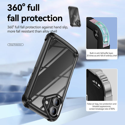 For iPhone 16 TPU + PC Lens Protection Phone Case(Black) - iPhone 16 Cases by buy2fix | Online Shopping UK | buy2fix