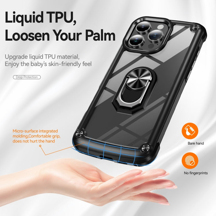 For iPhone 16 Pro Max TPU + PC Lens Protection Phone Case with Ring Holder(Black) - iPhone 16 Pro Max Cases by buy2fix | Online Shopping UK | buy2fix