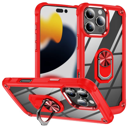 For iPhone 16 Pro Max TPU + PC Lens Protection Phone Case with Ring Holder(Red) - iPhone 16 Pro Max Cases by buy2fix | Online Shopping UK | buy2fix