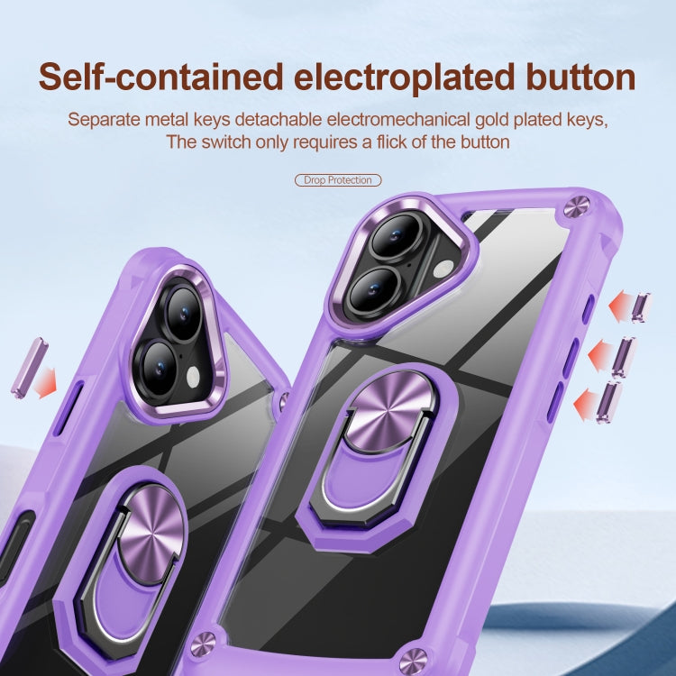 For iPhone 16 TPU + PC Lens Protection Phone Case with Ring Holder(Purple) - iPhone 16 Cases by buy2fix | Online Shopping UK | buy2fix