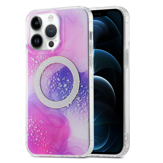 For iPhone 12 Pro Max Dual-side IMD Marble Magsafe Phone Case(Smudged Purple) - iPhone 12 Pro Max Cases by buy2fix | Online Shopping UK | buy2fix