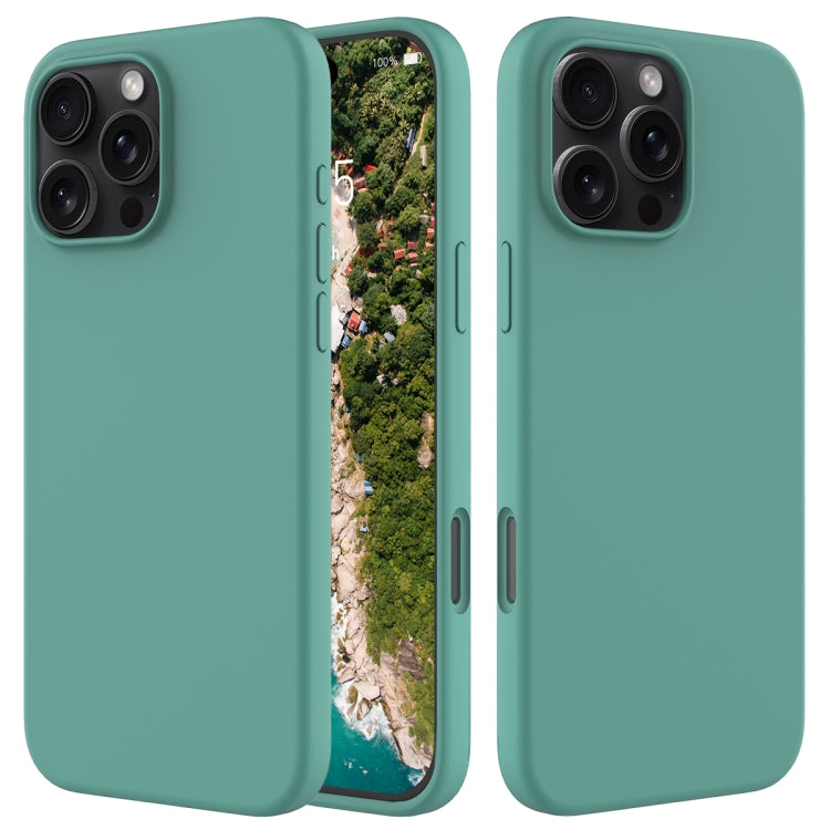 For iPhone 16 Pro Max Solid Color Silicone Phone Case(Pine Needle Green) - More iPhone Cases by buy2fix | Online Shopping UK | buy2fix