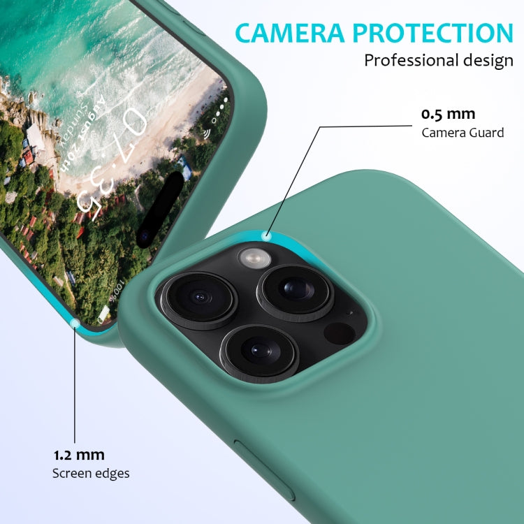 For iPhone 16 Pro Max Solid Color Silicone Phone Case(Pine Needle Green) - More iPhone Cases by buy2fix | Online Shopping UK | buy2fix