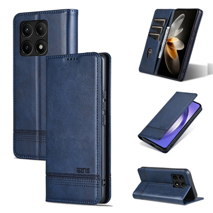 For Xiaomi Redmi K70E AZNS Magnetic Calf Texture Flip Leather Phone Case(Dark Blue) - K70E Cases by AZNS | Online Shopping UK | buy2fix