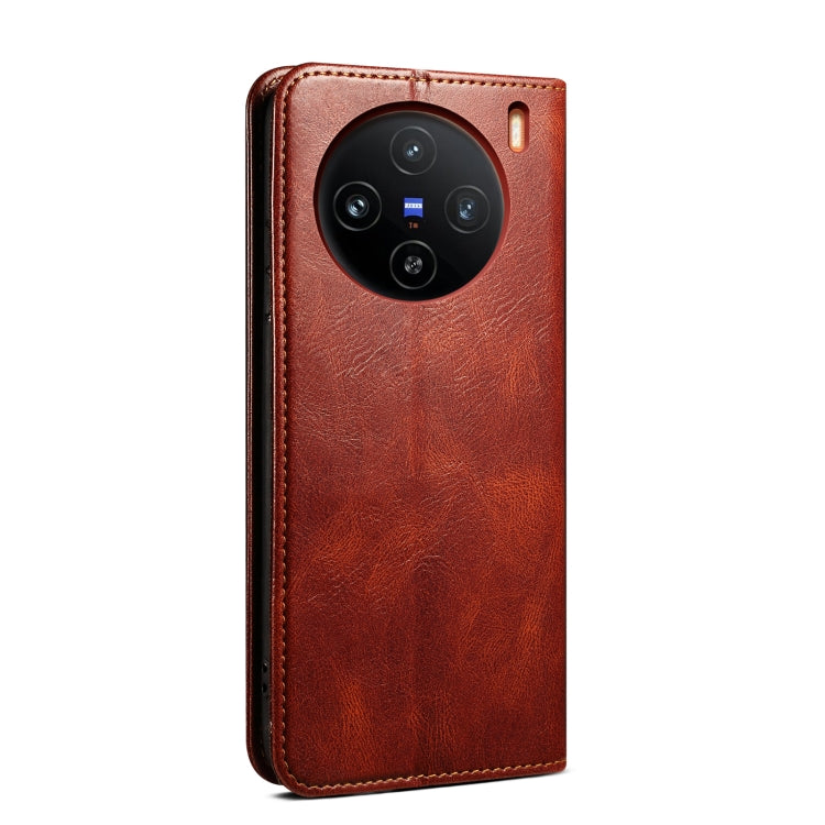 For vivo X100 Pro Oil Wax Crazy Horse Texture Leather Phone Case(Brown) - X100 Pro Cases by imak | Online Shopping UK | buy2fix