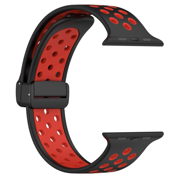 For Apple Watch Ultra 49mm Magnetic Buckle Silicone Watch Band(Black Red) - Watch Bands by buy2fix | Online Shopping UK | buy2fix