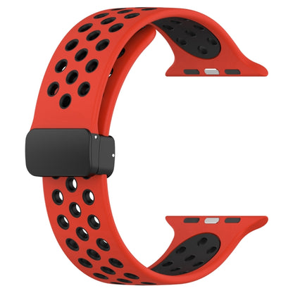 For Apple Watch 6 40mm Magnetic Buckle Silicone Watch Band(Red Black) - Watch Bands by buy2fix | Online Shopping UK | buy2fix