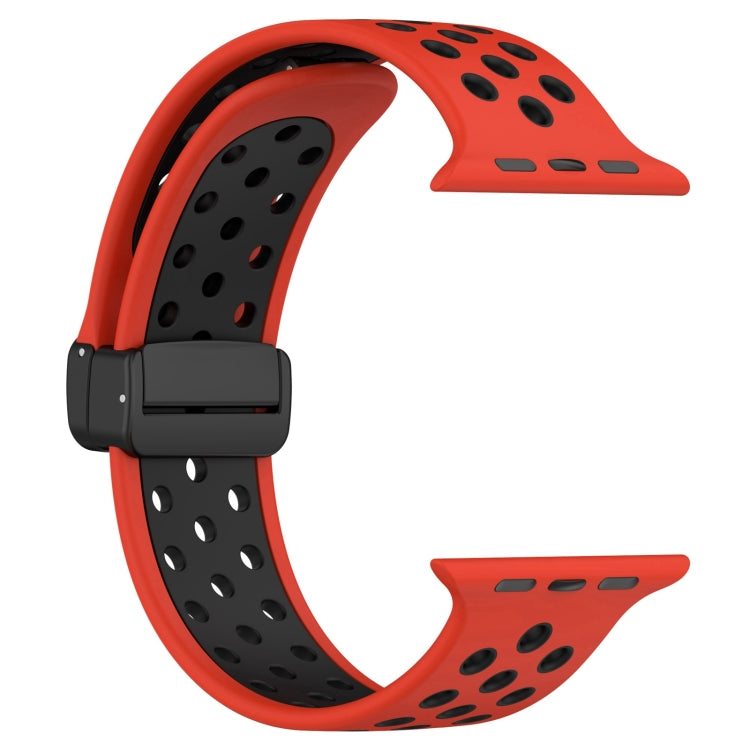 For Apple Watch 6 40mm Magnetic Buckle Silicone Watch Band(Red Black) - Watch Bands by buy2fix | Online Shopping UK | buy2fix