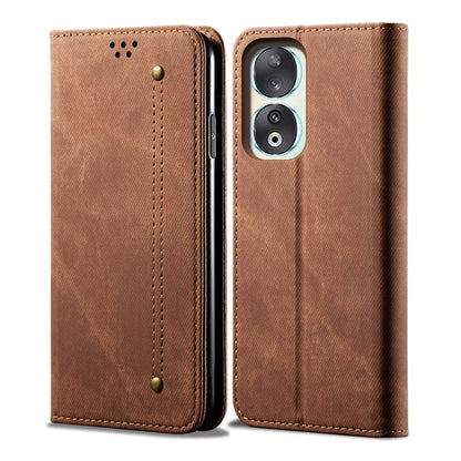 For Honor 90 Pro Denim Texture Flip Leather Phone Case(Brown) - Honor Cases by buy2fix | Online Shopping UK | buy2fix