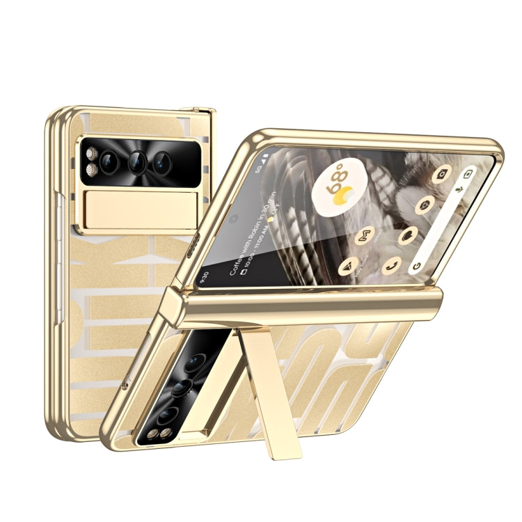 For Google Pixel Fold Integrated Electroplating Folding Phone Case with Pen Slot & Hinge(Gold) - Google Cases by buy2fix | Online Shopping UK | buy2fix