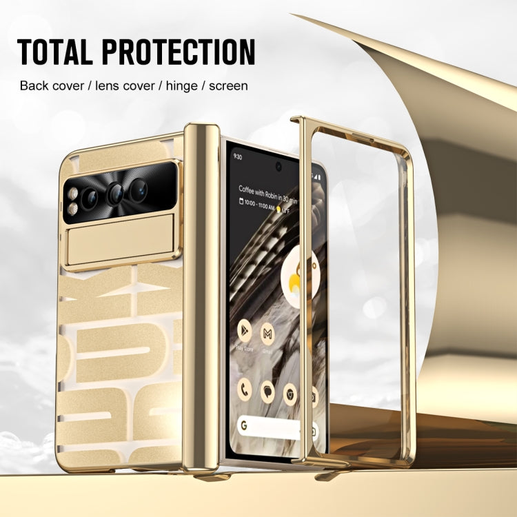 For Google Pixel Fold Integrated Electroplating Folding Phone Case with Pen Slot & Hinge(Gold) - Google Cases by buy2fix | Online Shopping UK | buy2fix