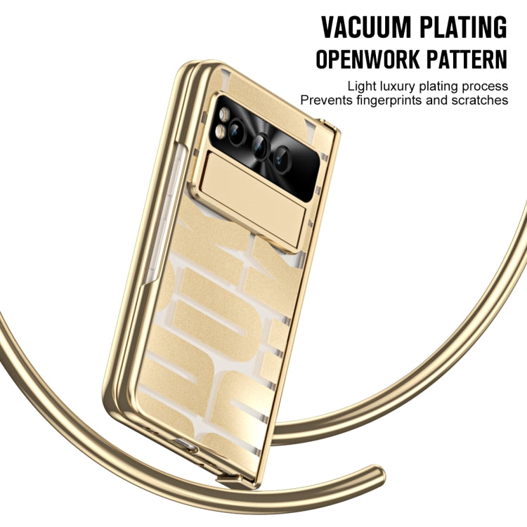 For Google Pixel Fold Integrated Electroplating Folding Phone Case with Pen Slot & Hinge(Gold) - Google Cases by buy2fix | Online Shopping UK | buy2fix