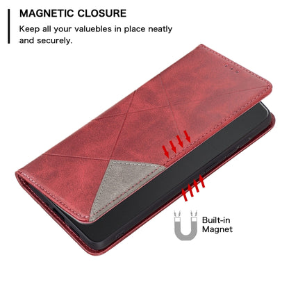 For Motorola Moto G54 5G EU Edition Rhombus Texture Magnetic Leather Phone Case(Red) - Motorola Cases by buy2fix | Online Shopping UK | buy2fix