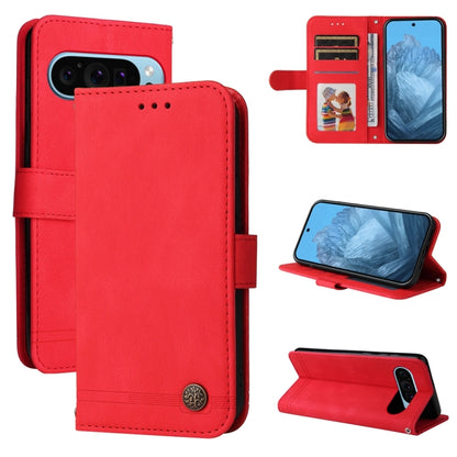 For Google Pixel 9 Skin Feel Life Tree Metal Button Leather Phone Case(Red) - Google Cases by buy2fix | Online Shopping UK | buy2fix