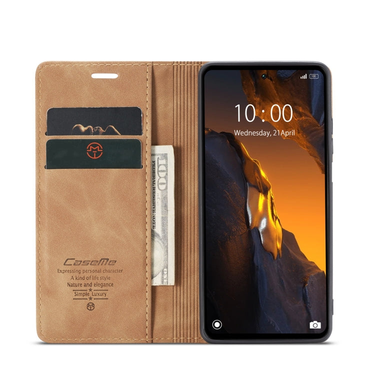 For Xiaomi Poco F5 5G/Redmi Note 12 Turbo 5G CaseMe 013 Multifunctional Horizontal Flip Leather Phone Case(Brown) - Xiaomi Cases by CaseMe | Online Shopping UK | buy2fix