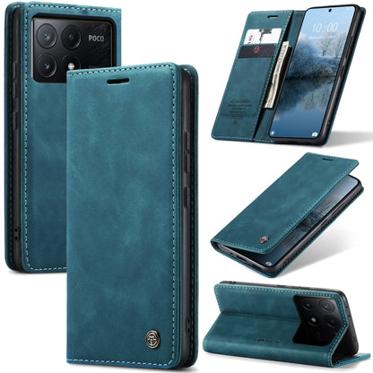 For Xiaomi Poco X6 Pro CaseMe 013 Multifunctional Horizontal Flip Leather Phone Case(Blue) - Xiaomi Cases by CaseMe | Online Shopping UK | buy2fix