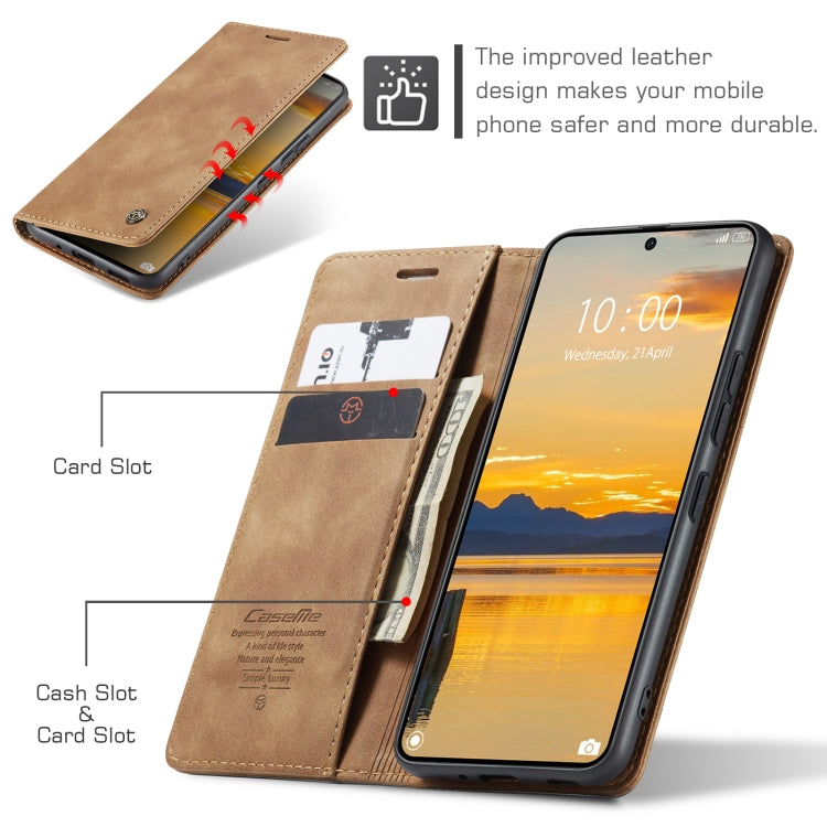 For Xiaomi Poco X6 Pro CaseMe 013 Multifunctional Horizontal Flip Leather Phone Case(Brown) - Xiaomi Cases by CaseMe | Online Shopping UK | buy2fix