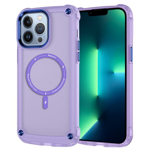 For iPhone 13 Pro Max Skin Feel TPU + PC MagSafe Magnetic Phone Case(Transparent Purple) - iPhone 13 Pro Max Cases by buy2fix | Online Shopping UK | buy2fix