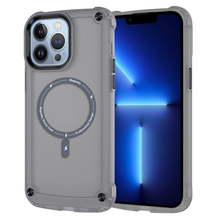 For iPhone 13 Pro Skin Feel TPU + PC MagSafe Magnetic Phone Case(Transparent Black) - iPhone 13 Pro Cases by buy2fix | Online Shopping UK | buy2fix