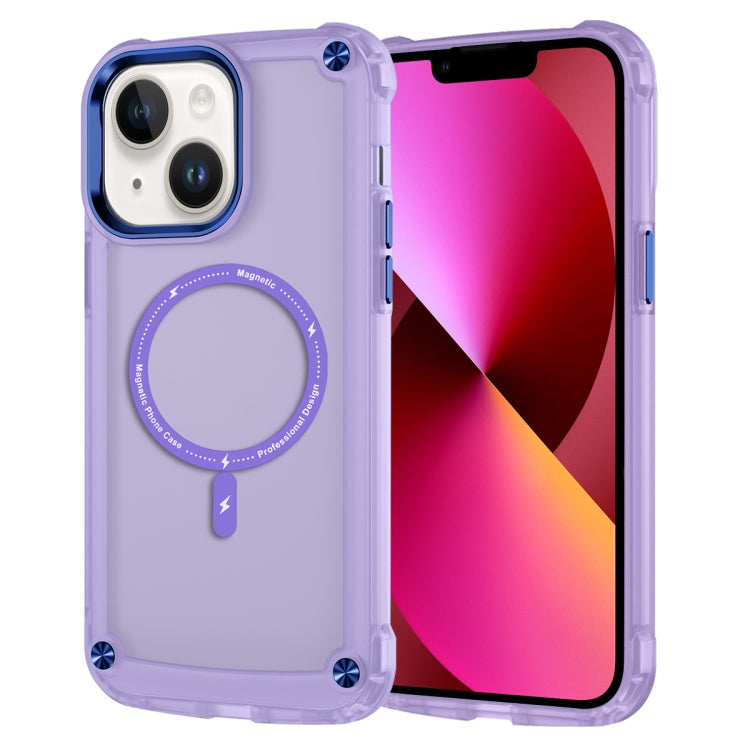 For iPhone 13 Skin Feel TPU + PC MagSafe Magnetic Phone Case(Transparent Purple) - iPhone 13 Cases by buy2fix | Online Shopping UK | buy2fix