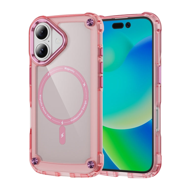 For iPhone 16 Plus Skin Feel TPU + PC MagSafe Magnetic Phone Case(Transparent Pink) - iPhone 16 Plus Cases by buy2fix | Online Shopping UK | buy2fix