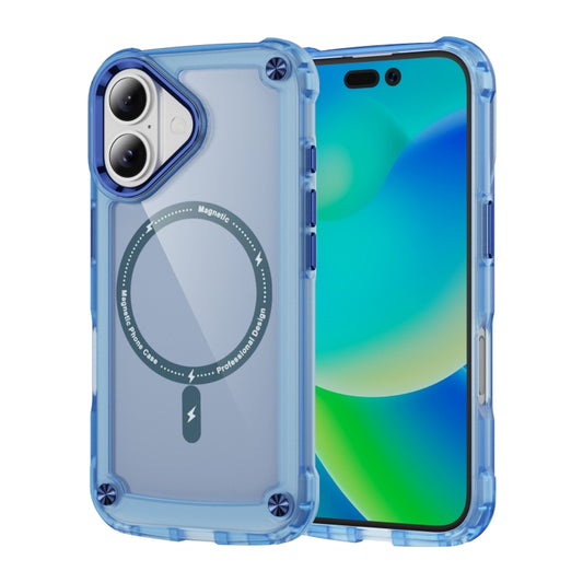 For iPhone 16 Skin Feel TPU + PC MagSafe Magnetic Phone Case(Transparent Blue) - iPhone 16 Cases by buy2fix | Online Shopping UK | buy2fix