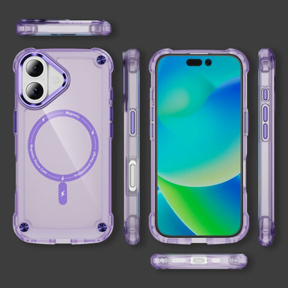 For iPhone 16 Skin Feel TPU + PC MagSafe Magnetic Phone Case(Transparent Purple) - iPhone 16 Cases by buy2fix | Online Shopping UK | buy2fix