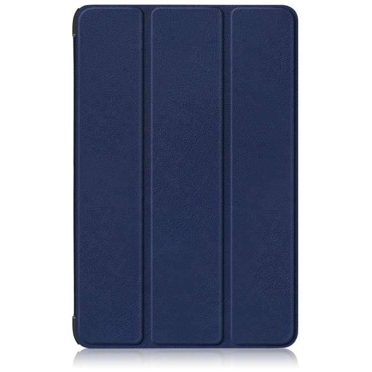 For Samsung Galaxy Tab S9+ Custer Pure Color 3-Fold Holder Smart Leather Tablet Case(Dark Blue) - Galaxy Tab S9+ Cases by buy2fix | Online Shopping UK | buy2fix