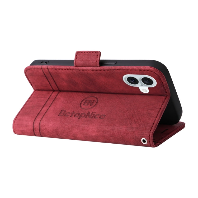 For iPhone 16 Plus BETOPNICE Dual-side Buckle Leather Phone Case(Red) - iPhone 16 Plus Cases by BETOPNICE | Online Shopping UK | buy2fix