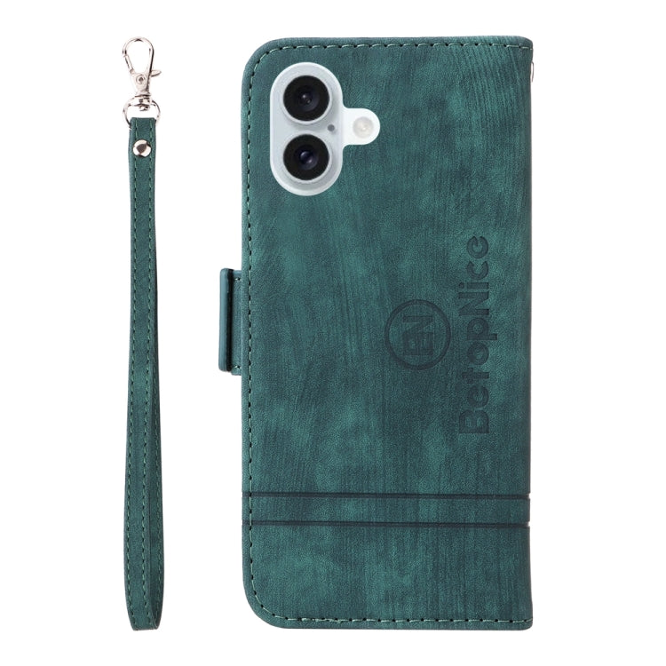 For iPhone 16 Plus BETOPNICE Dual-side Buckle Leather Phone Case(Green) - iPhone 16 Plus Cases by BETOPNICE | Online Shopping UK | buy2fix