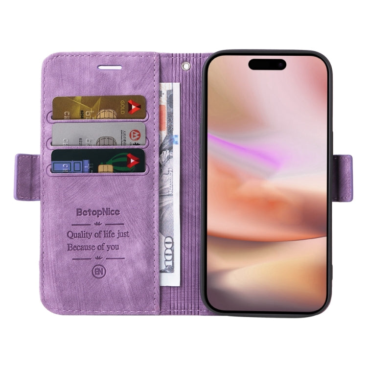 For iPhone 16 Plus BETOPNICE Dual-side Buckle Leather Phone Case(Purple) - iPhone 16 Plus Cases by BETOPNICE | Online Shopping UK | buy2fix