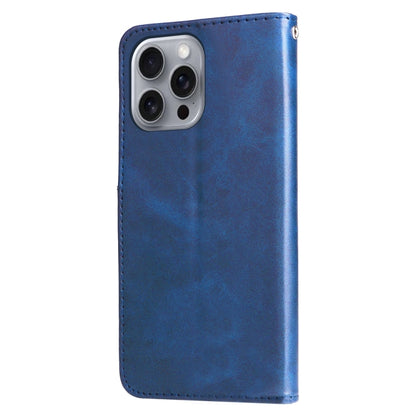 For iPhone 16 Pro Max Fashion Calf Texture Zipper Leather Phone Case(Blue) - iPhone 16 Pro Max Cases by buy2fix | Online Shopping UK | buy2fix