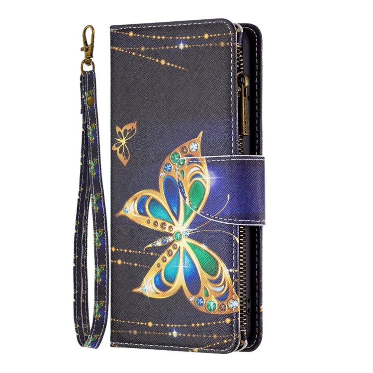 For iPhone 16 Pro Max Colored Drawing Pattern Zipper Phone Leather Case(Big Butterfly) - iPhone 16 Pro Max Cases by buy2fix | Online Shopping UK | buy2fix