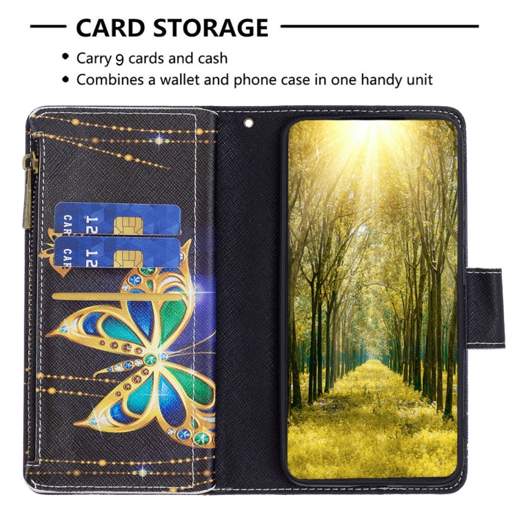 For iPhone 16 Plus Colored Drawing Pattern Zipper Phone Leather Case(Big Butterfly) - iPhone 16 Plus Cases by buy2fix | Online Shopping UK | buy2fix