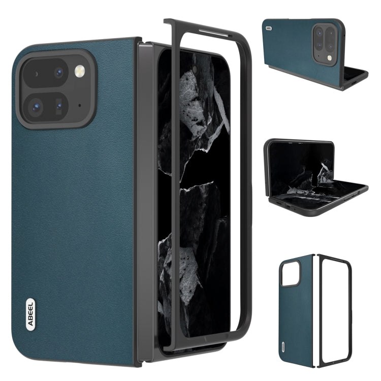 For Google Pixel 9 Pro Fold ABEEL Genuine Leather Xiaoya Series Phone Case(Dark Green) - Google Cases by buy2fix | Online Shopping UK | buy2fix