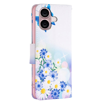 For iPhone 16 Plus Colored Drawing Pattern Leather Phone Case(Butterfly Love) - iPhone 16 Plus Cases by buy2fix | Online Shopping UK | buy2fix