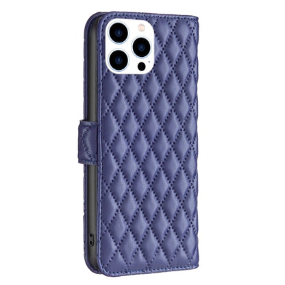 For iPhone 16 Pro Diamond Lattice Wallet Flip Leather Phone Case(Blue) - iPhone 16 Pro Cases by buy2fix | Online Shopping UK | buy2fix