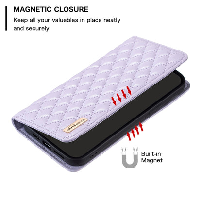 For iPhone 16 Diamond Lattice Magnetic Leather Flip Phone Case(Purple) - iPhone 16 Cases by buy2fix | Online Shopping UK | buy2fix