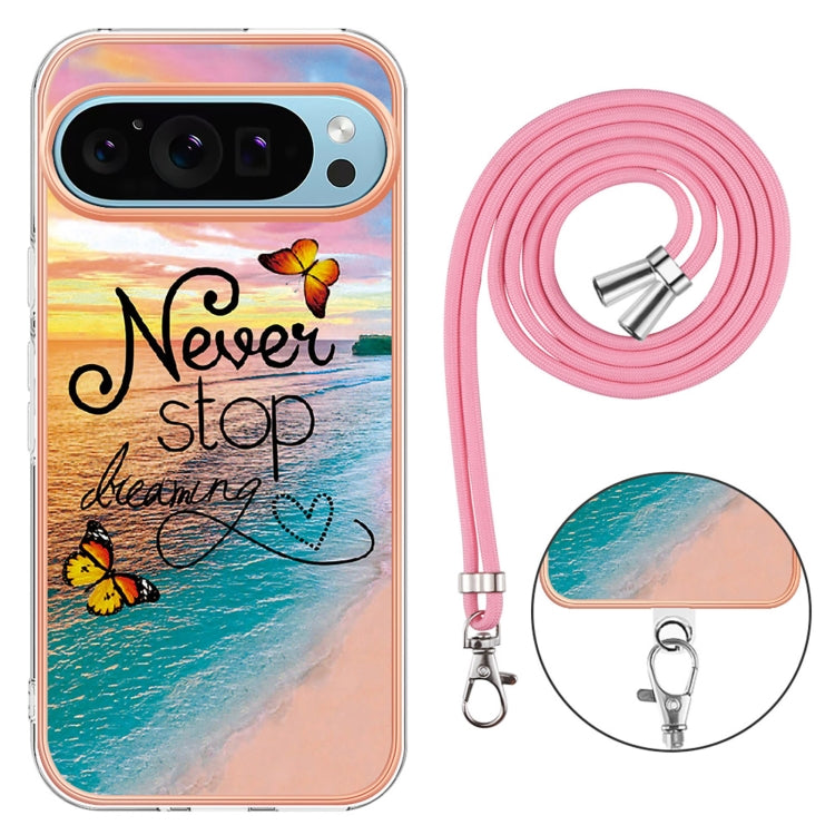 For Google Pixel 9 / 9 Pro Electroplating IMD TPU Phone Case with Lanyard(Dream Butterfly) - Google Cases by buy2fix | Online Shopping UK | buy2fix