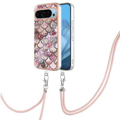 For Google Pixel 9 Pro XL Electroplating IMD TPU Phone Case with Lanyard(Pink Scales) - Google Cases by buy2fix | Online Shopping UK | buy2fix