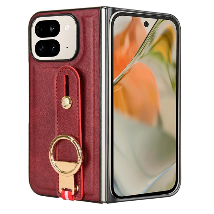 For Google Pixel 9 Pro  Fold Wristband Leather Back Phone Case(Red) - Google Cases by buy2fix | Online Shopping UK | buy2fix