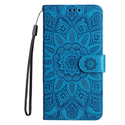 For Google Pixel 9 Pro Embossed Sunflower Leather Phone Case(Blue) - Google Cases by buy2fix | Online Shopping UK | buy2fix