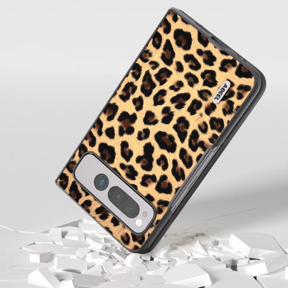 For Google Pixel Fold ABEEL Black Edge Leopard Phone Case(Champagne Gold) - Google Cases by buy2fix | Online Shopping UK | buy2fix