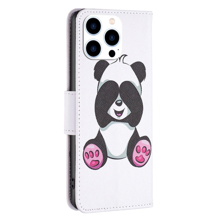 For iPhone 16 Pro Colored Drawing Pattern Flip Leather Phone Case(Panda) - iPhone 16 Pro Cases by buy2fix | Online Shopping UK | buy2fix