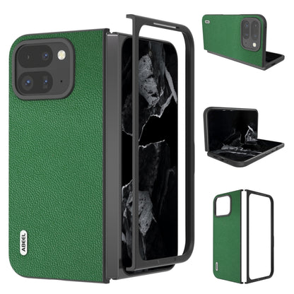 For Google Pixel 9 Pro Fold ABEEL Black Edge Genuine Leather Mino Phone Case(Green) - Google Cases by buy2fix | Online Shopping UK | buy2fix