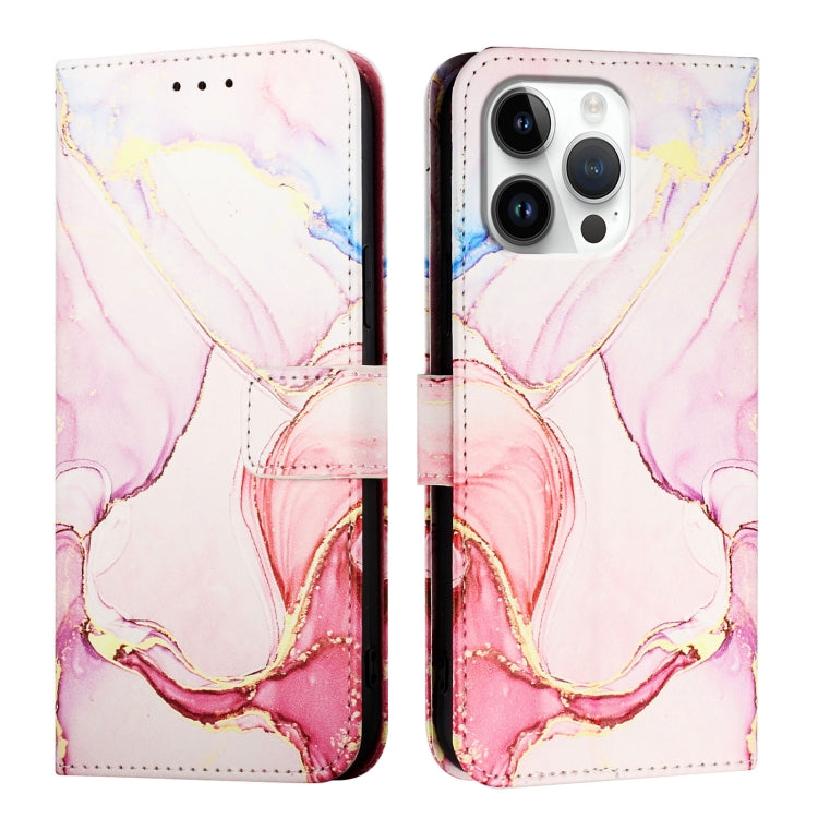 For iPhone 16 Pro Max PT003 Marble Pattern Flip Leather Phone Case(Rose Gold LS005) - iPhone 16 Pro Max Cases by buy2fix | Online Shopping UK | buy2fix