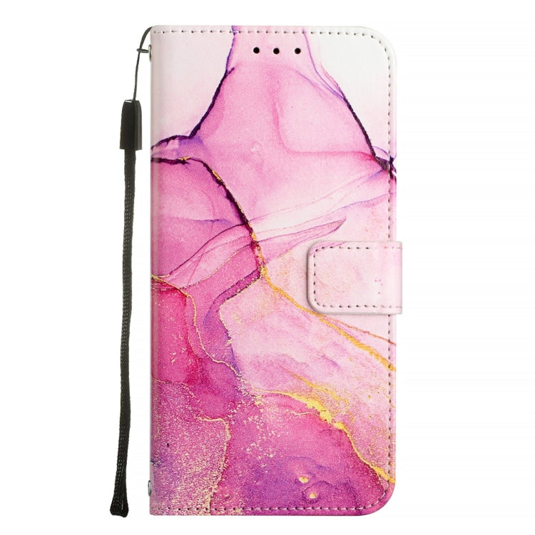 For iPhone 16 Plus PT003 Marble Pattern Flip Leather Phone Case(Pink Purple Gold LS001) - iPhone 16 Plus Cases by buy2fix | Online Shopping UK | buy2fix